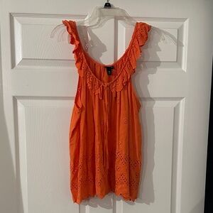 torrid Orange Eyelet Ruffle Tank Top